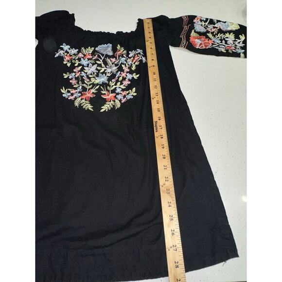 Free People Fleur Du Jour Mini Dress Floral Embroidered Pockets Boho Hippie Sz S - Picture 7 of 11